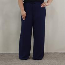 Calça Plus Size Pantalona Feminina Soltinha Elástico Fino na Cintura Cos Alto