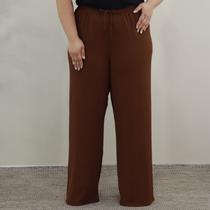 Calça Plus Size Pantalona Feminina Soltinha Elástico Fino na Cintura Cos Alto Calça Plus Size Pantalona Feminina Soltinha Elástico Fino na Cintura Cos Alto