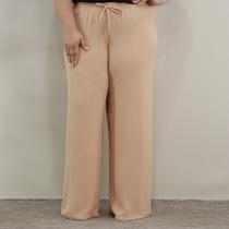 Calça Plus Size Pantalona Feminina Soltinha Elástico Fino na Cintura Cos Alto
