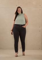 Calça Plus Size Preto Não Desbota Chapa Barriga LUNENDER J3527