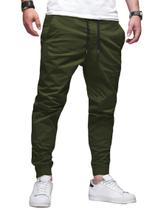 Calça Plus Size Sarja Jogger Masculina Skinny Com Punho S01plusn