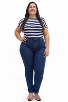 Calça Plus Size Skinny Cintura Alta Básica Azul Jeans, Até 58 Calça Plus Size Skinny Cintura Alta Básica Azul Jeans, Até 58