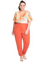 Calça plus size slim em linho com bolsos lunender 45396
