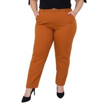 Calça Plus Size Social Feminina Alfaiataria Elegante Reta Bolsos