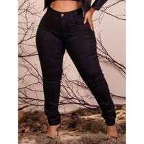 Calça Plus Size Super Lipo Jeans Feminina Com Cinta Modeladora Cintura Alta