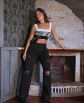 Calça Preta Feminina Consciência Jeans WIDE