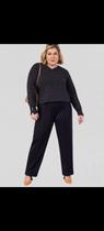 Calça Preta Feminina Moletom Flanelada Montana Plus Size