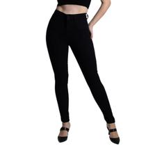 Calça Preta Feminina Sawary Super Lipo Sarja Com Cinta Modeladora Cintura Alta