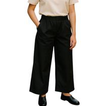 Calça Preta Modelagem Larga com Elastico na Cintura
