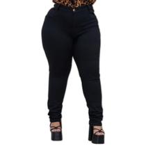 Calça Preta Plus Size Jeans Feminina Cós Alto Lycra Skinny - MAX PREMIUM JEANS