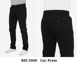 Calça Preto Masculino Reto Sarja Elastano Social Sport Fino Chino Malloy