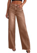 Calça PRETTYGARDEN Pantalona Cintura Alta Barra Desfiada Marrom 12 Calça PRETTYGARDEN Pantalona Cintura Alta Barra Desfiada Marrom 12