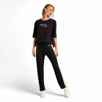 Calça Ramo Com Zíper Frente Bicolor