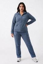 Calça Reta Bouclê Felpada Com Bolso Azul Aspen Mescla Calça Reta Bouclê Felpada Com Bolso Azul Aspen Mescla