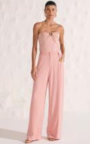 Calca Reta em Blend de Viscose Rosa Claro Tamanho 38 Marca Linzzi