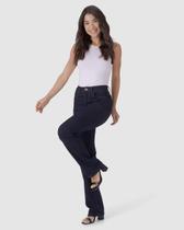 Calça Reta Feminina Cintura Média Em Flex Jeans