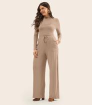 Calça Reta Feminina Em Malhão Fruit Rovitex Marrom Calça Reta Feminina Em Malhão Fruit Rovitex Marrom