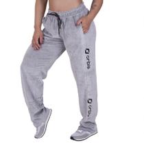 Calça reta feminina plush cós alto cadarço e bolsos orbis