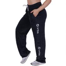 Calça reta feminina plush cós alto cadarço e bolsos orbis