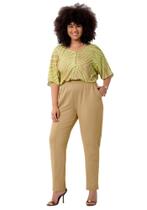 Calça reta plus size em moletom com cinto lunender 65174