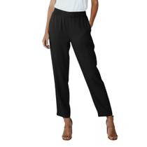 Calça Reta Viscose Com Bolso Lisa Cor:AzulTamanho:G