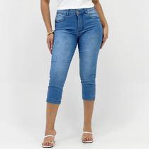 Calça Reverso Jeans Capri Barriga Chapada Feminina