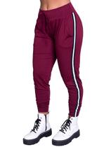 Calça Ribana Feminina Com Listra Lateral Casual Calça Ribana Feminina Com Listra Lateral Casual