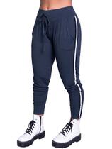 Calça Ribana Feminina Com Listra Lateral Casual Calça Ribana Feminina Com Listra Lateral Casual