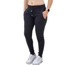 Calça Ribana Feminina Moletom Cintura Alta Confortável