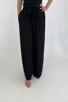 Calça ruby wide leg preta 100% viscose feminino 22012-1