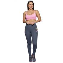 Calca Run More Com Bolso - feminino - cinza e rosa