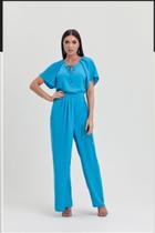 Calca saia com pregas e amarracao feminina displicent