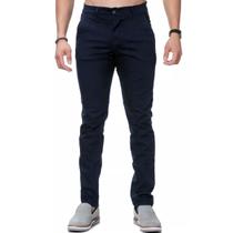 Calça Sarja Alfaiataria Masculina Slim Social Azul Escura