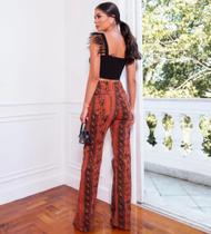 Calça Sarja Animal Print Preta / Terracota - 40 Calça Sarja Animal Print Preta / Terracota - 40