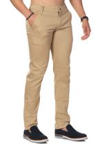 Calça Sarja Bege Skinny Bolso Faca Com Elastano Premium