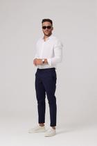 Calça Sarja Chino Masculina Azul Marinho com Elastano Calça Sarja Chino Masculina Azul Marinho com Elastano