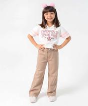 Calça Sarja Clochard Wide Leg Infantil Tam 4 a 10 Bege-77055