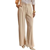 Calça Sarja Feminina Com Linho Super Wide Leg Lunender