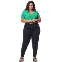 Calça Sarja Feminina Plus Size Cintura Alta Preta com Elastano. Calça Sarja Feminina Plus Size Cintura Alta Preta com Elastano.