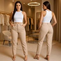 Calça Sarja Feminina Sawary Fly Mom Original Cintura Alta Soltinha Calça Sarja Feminina Sawary Fly Mom Original Cintura Alta Soltinha