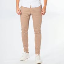 Calça Sarja Masculina Alfaiataria Slim Fit Com Bolso Caqui