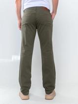 Calça Sarja Masculina Kovali Casual Premium Com Elastano Confortável Bolso Faca Verde Militar