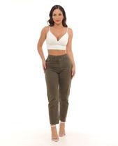 Calça Sarja Mom Feminina Cintura Alta Naturals 00111 Verde Militar