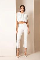 Calça Sarja Pantacourt Off White