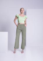 Calça Sarja Reta Cropped Chapa Barriga LUNENDER 20981