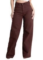 Calça Sarja Sawary Wide Leg - 280484 Marrom Calça Sarja Sawary Wide Leg - 280484 Marrom
