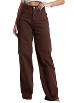 Calça Sarja Sawary Wide Leg - 282899 - Marrom 34 Calça Sarja Sawary Wide Leg - 282899 - Marrom 34