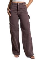 Calça Sarja Sawary Wide Leg - 283232 MARROM 42 Calça Sarja Sawary Wide Leg - 283232 MARROM 42