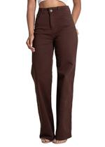 Calça Sarja Sawary Wide Leg - 283449 - Marrom 34