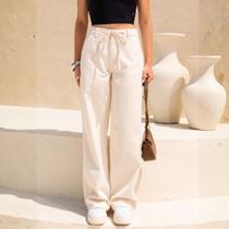 Calça Sarja Wide Leg Com Cordão Feminino Revanche Hélvios